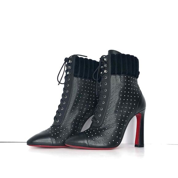 NEW Christian Louboutin Dakita 100 Studded Laceup Booties 36.5 - Picture 1 of 8